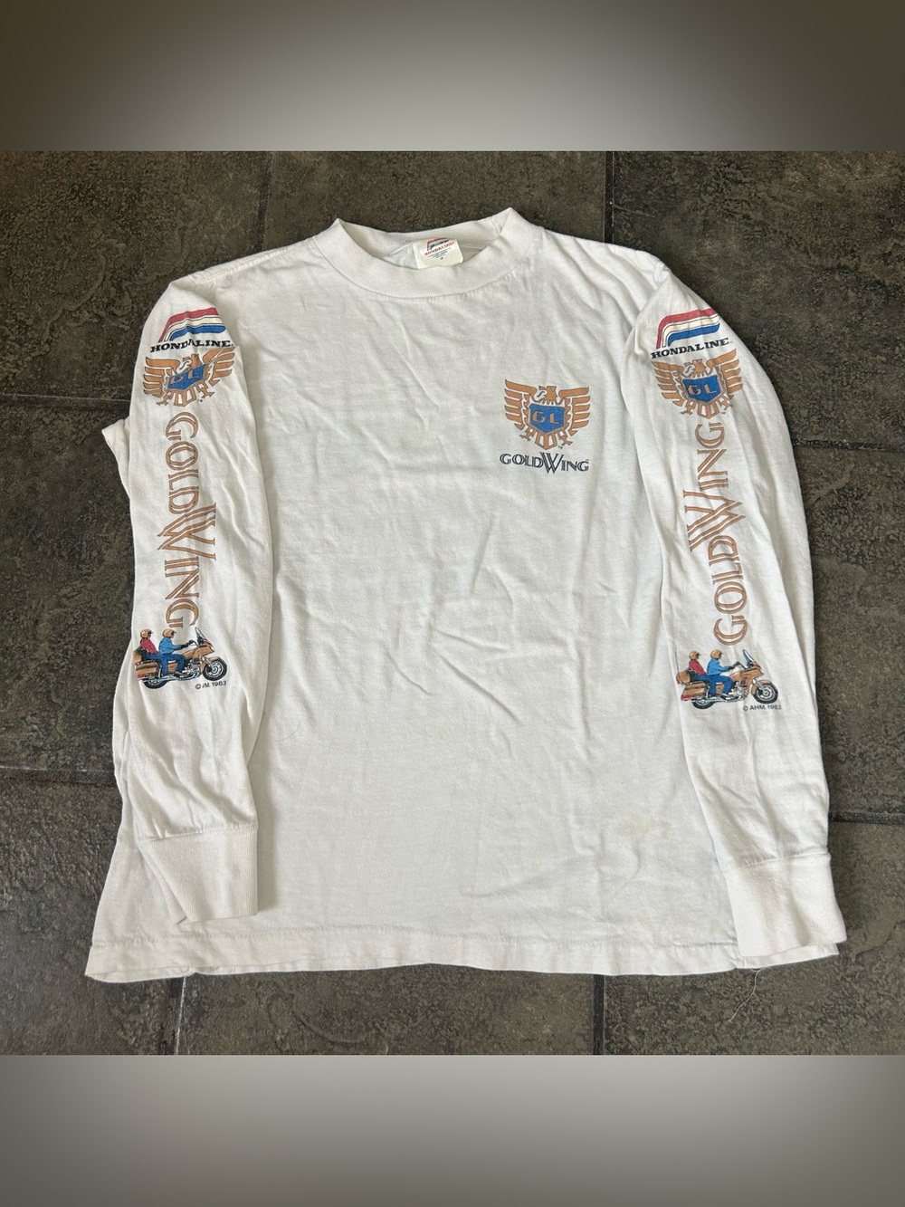 Vintage 80s Honda Goldwing Long Sleeve Motorcycle Shirt Size Medium